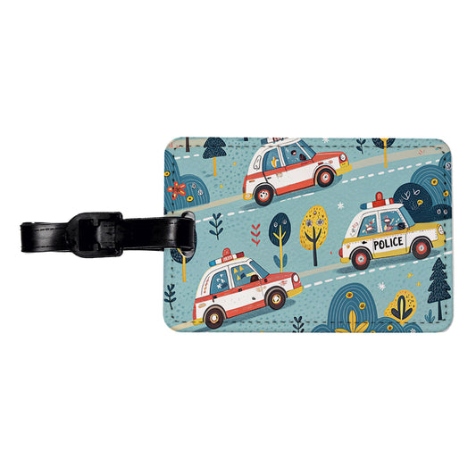 Police Cars Cute Travel Faux Leather Luggage Tag