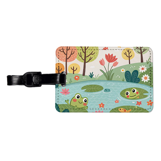 Pond And Frogs Travel Faux Leather Luggage Tag