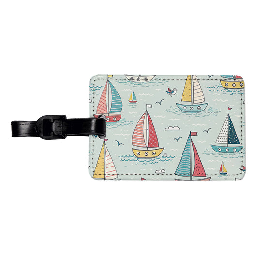 Sailboats Scattered Travel Faux Leather Luggage Tag
