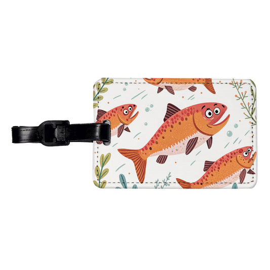 Salmon Fish Fishing Cute Travel Faux Leather Luggage Tag
