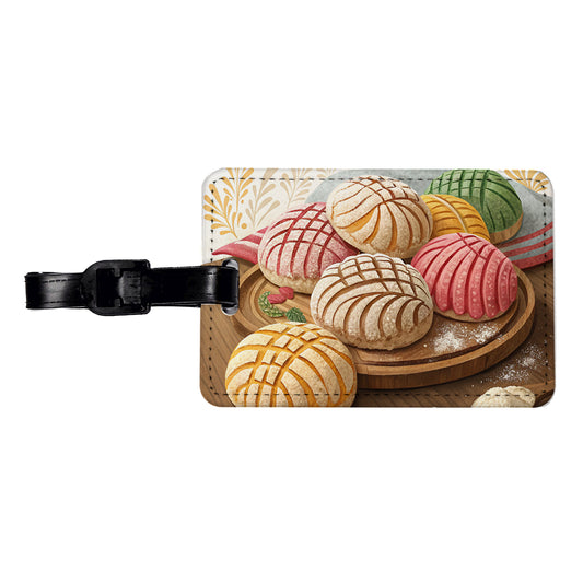 Scattered Conchas Pastry Mexican Sweet Breads Travel Faux Leather Luggage Tag