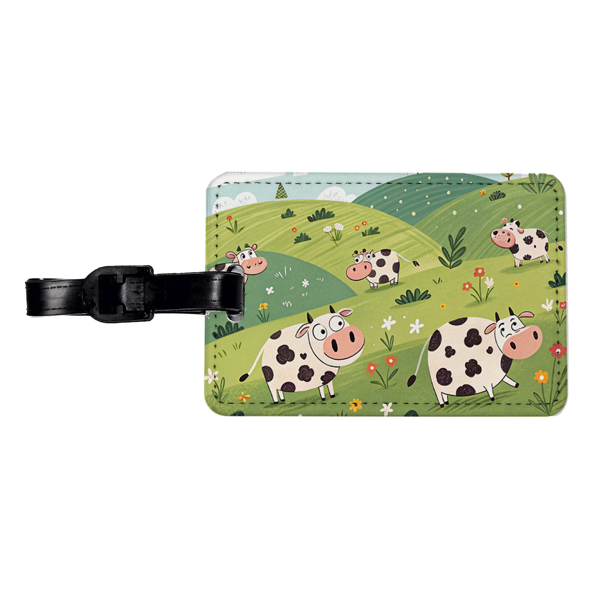 Scattered Cows Travel Faux Leather Luggage Tag