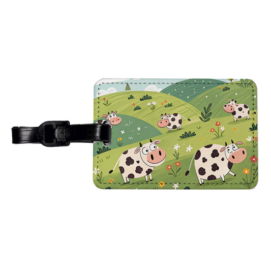 Scattered Cows Travel Faux Leather Luggage Tag