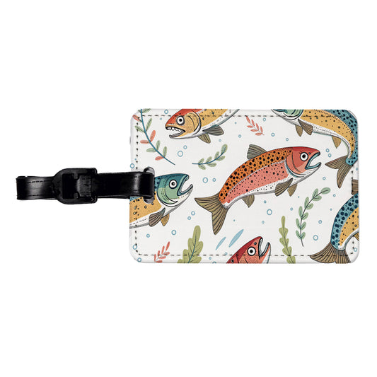 Trout Fish Swimming Fishing Travel Faux Leather Luggage Tag