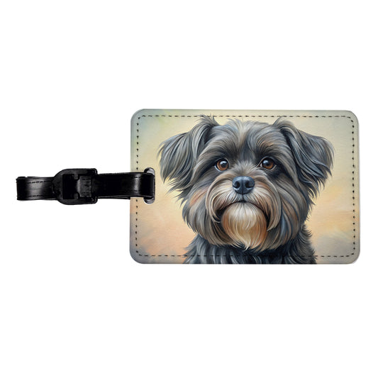Affenpinscher Dog Illustration Travel Faux Leather Luggage Tag