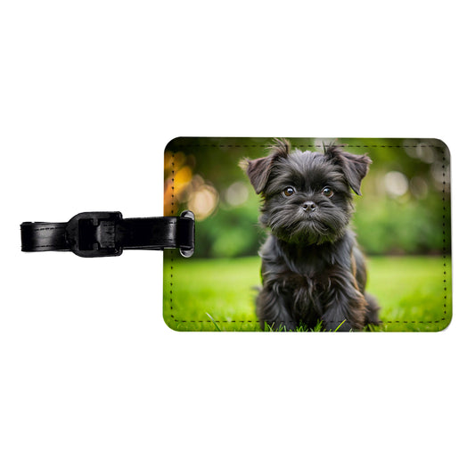 Affenpinscher Dog Puppy Photo Travel Faux Leather Luggage Tag