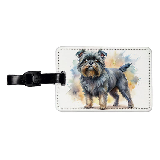 Affenpinscher Dog Watercolor Style Travel Faux Leather Luggage Tag