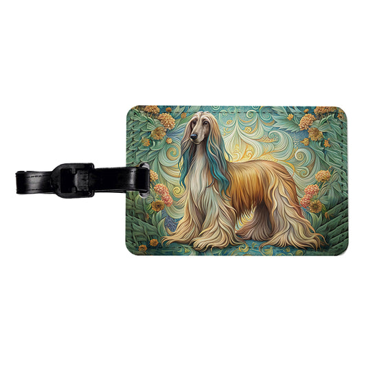 Afghan Hound Dog Art Nouveau Travel Faux Leather Luggage Tag