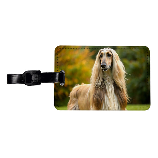 Afghan Hound Dog Photo Travel Faux Leather Luggage Tag