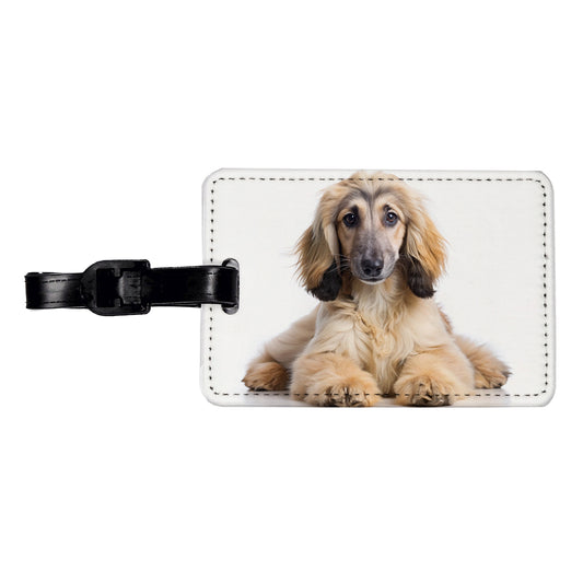Afghan Hound Dog Puppy Photo Travel Faux Leather Luggage Tag
