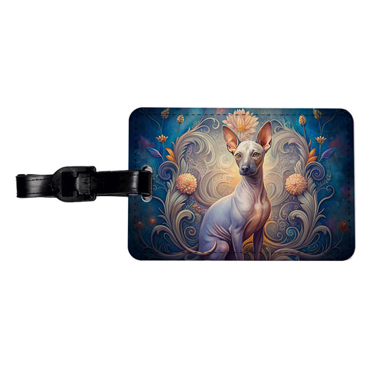 American Hairless Terrier Dog Art Nouveau Travel Faux Leather Luggage Tag