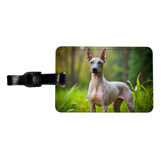 American Hairless Terrier Dog Photo Travel Faux Leather Luggage Tag