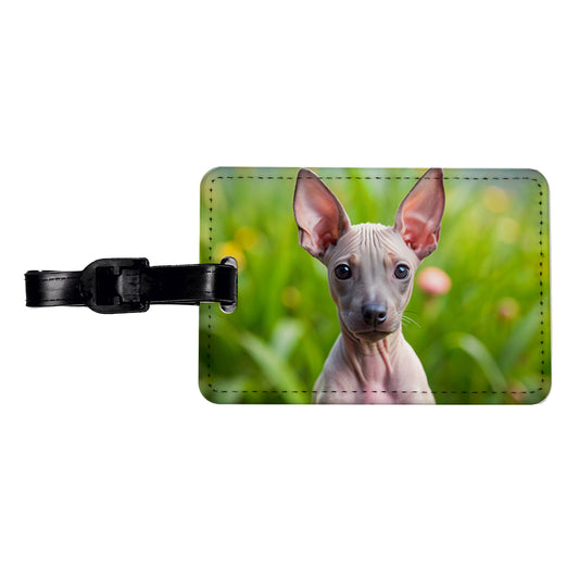 American Hairless Terrier Dog Puppy Photo Travel Faux Leather Luggage Tag