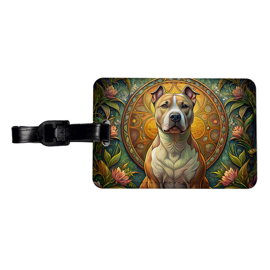 American Staffordshire Terrier Dog Art Nouveau Travel Faux Leather Luggage Tag