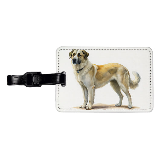 Anatolian Shepherd Dog Illustration Travel Faux Leather Luggage Tag