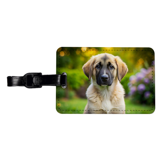 Anatolian Shepherd Dog Puppy Photo Travel Faux Leather Luggage Tag