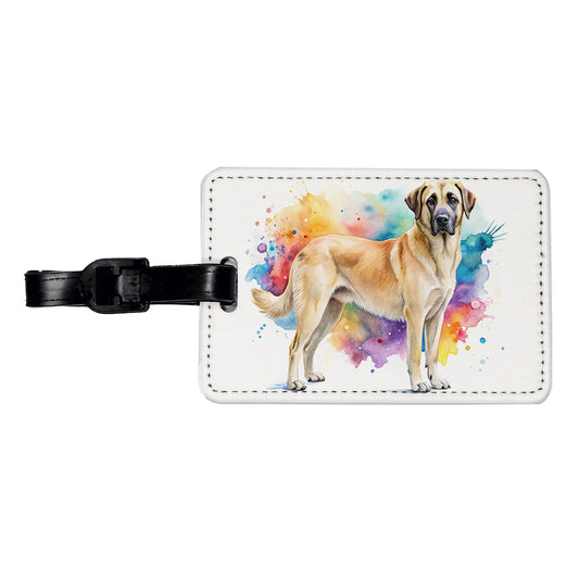 Anatolian Shepherd Dog Watercolor Style Travel Faux Leather Luggage Tag