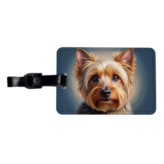 Australian Terrier Dog Illustration Travel Faux Leather Luggage Tag
