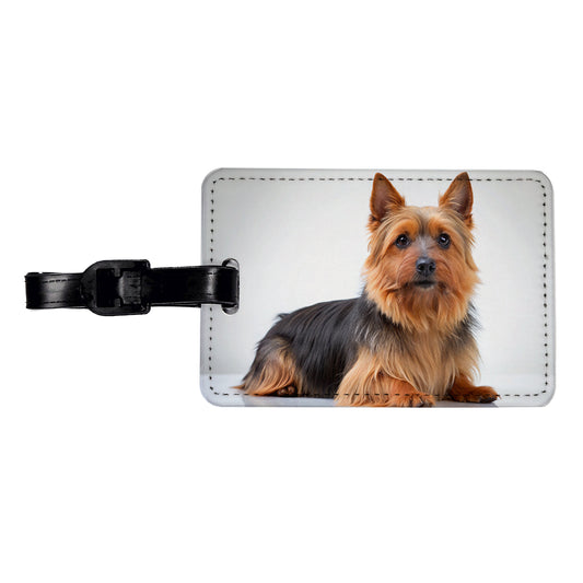 Australian Terrier Dog Photo Travel Faux Leather Luggage Tag