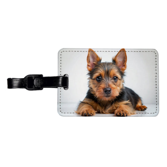 Australian Terrier Dog Puppy Photo Travel Faux Leather Luggage Tag