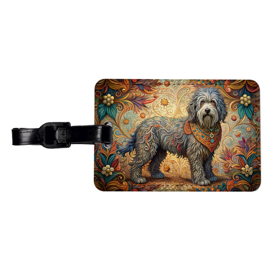 Barbet Dog Art Nouveau Travel Faux Leather Luggage Tag