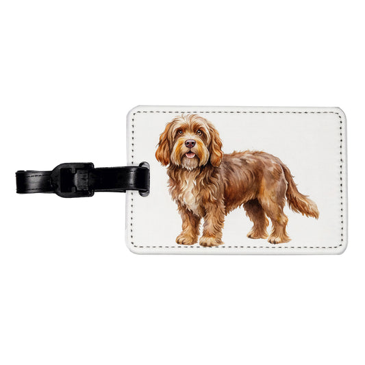 Barbet Dog Watercolor Style Travel Faux Leather Luggage Tag