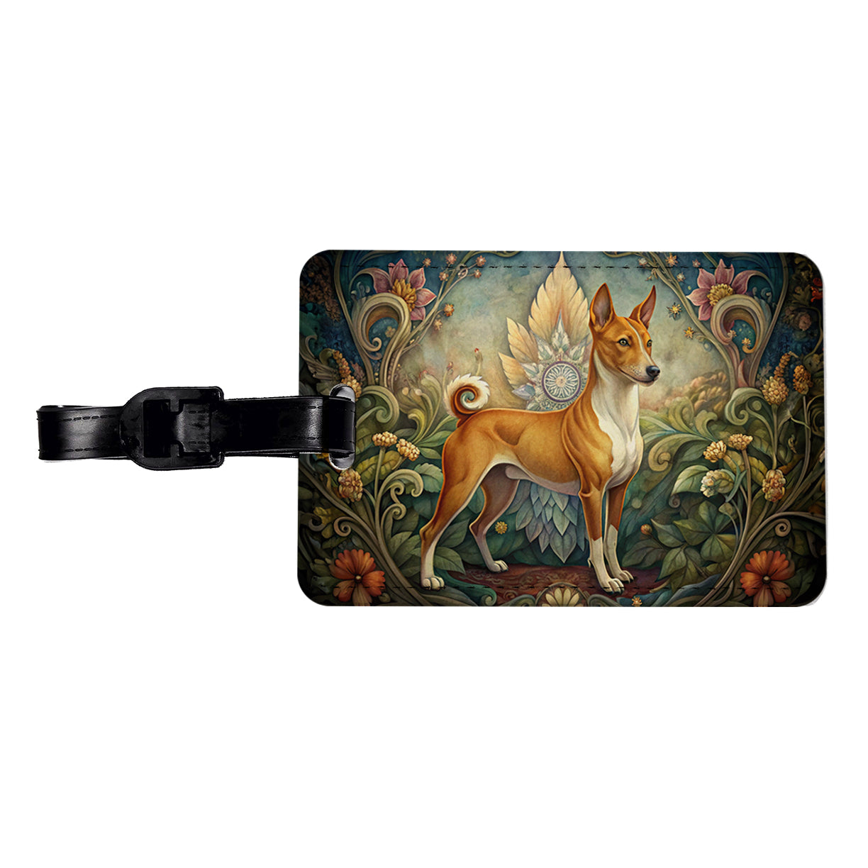 Basenji Dog Art Nouveau Travel Faux Leather Luggage Tag