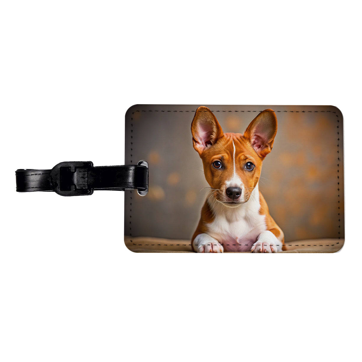 Basenji Dog Puppy Photo Travel Faux Leather Luggage Tag