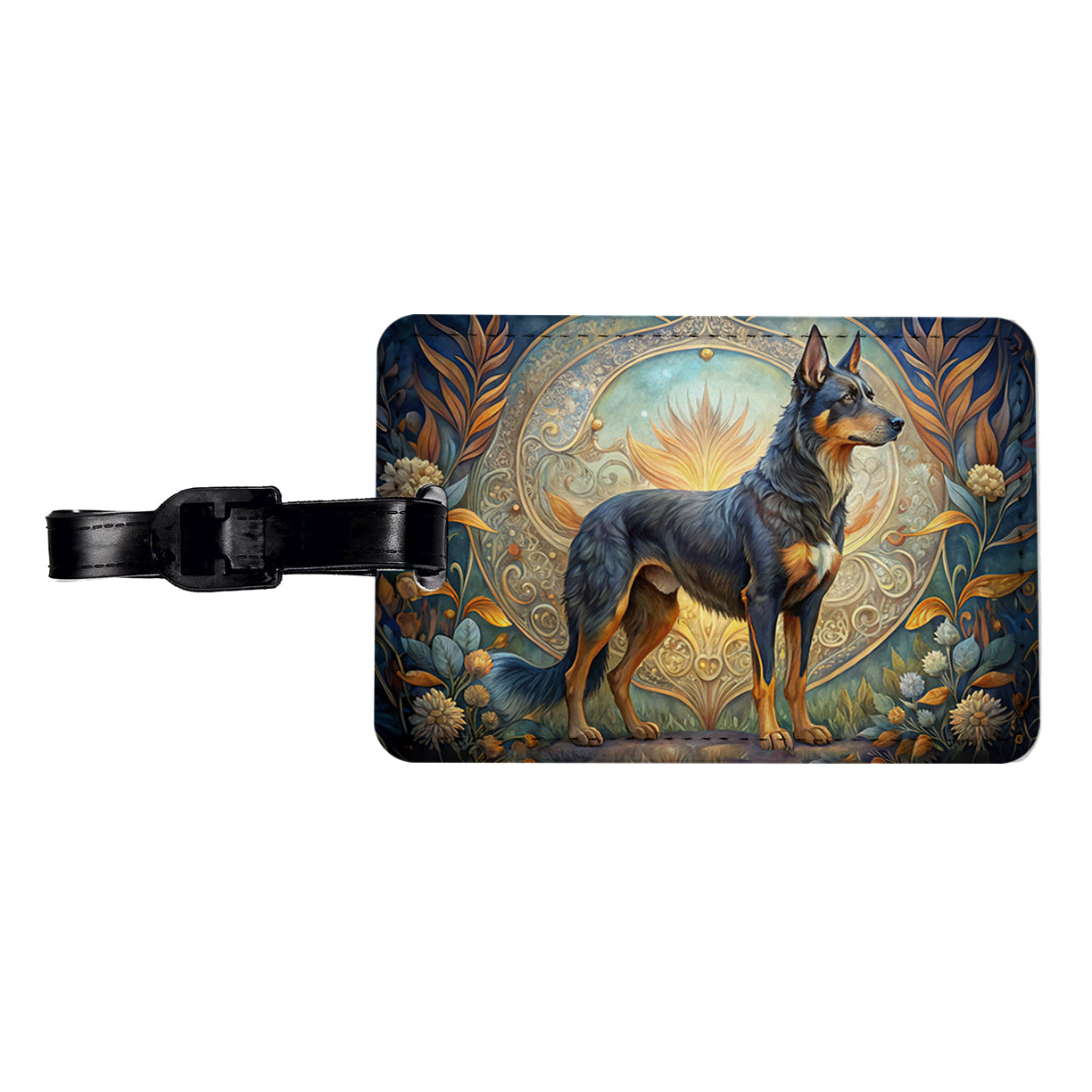 Beauceron Dog Art Nouveau Travel Faux Leather Luggage Tag