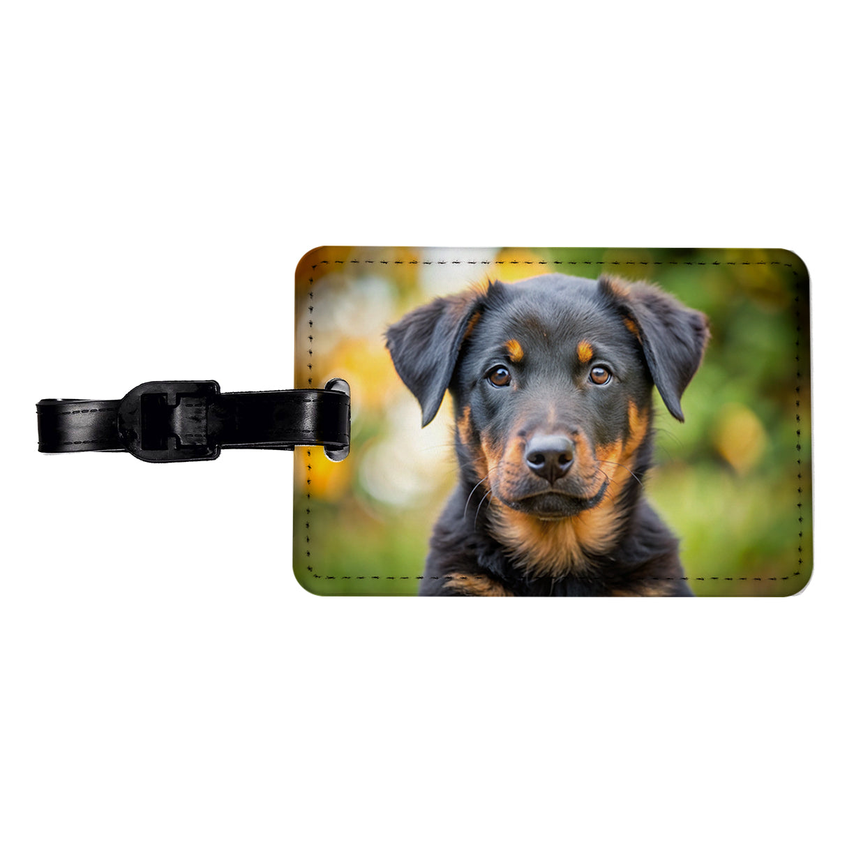 Beauceron Dog Puppy Photo Travel Faux Leather Luggage Tag