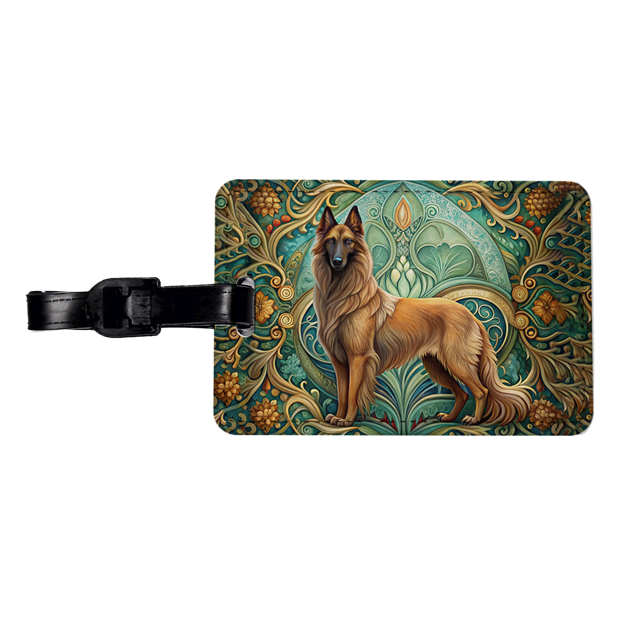 Belgian Tervuren Dog Art Nouveau Travel Faux Leather Luggage Tag
