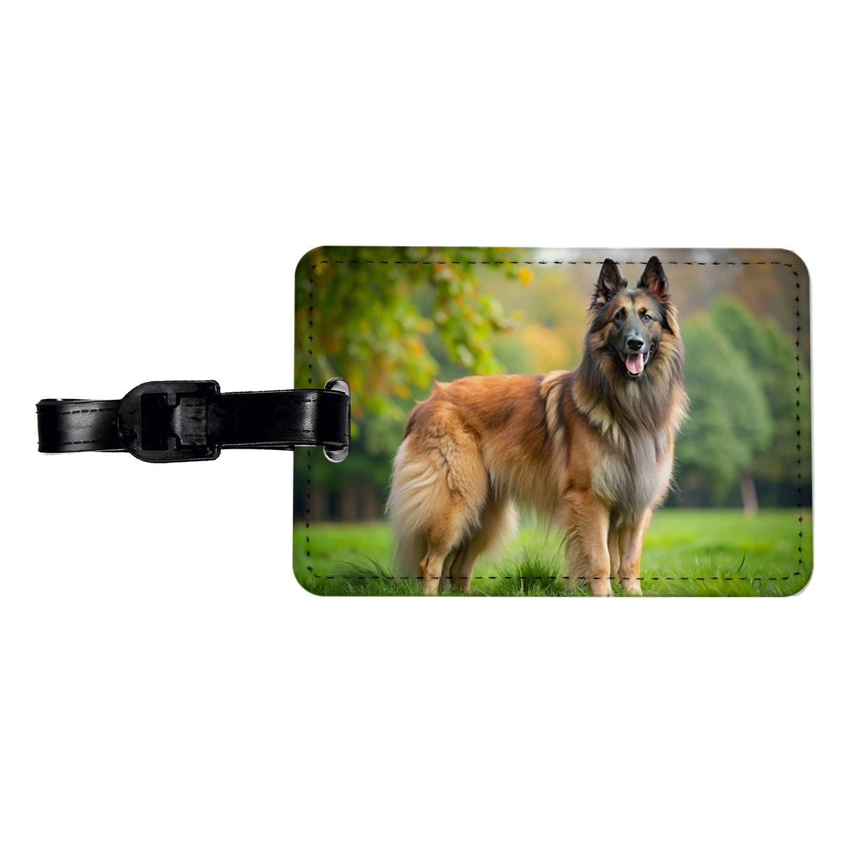 Belgian Tervuren Dog Photo Travel Faux Leather Luggage Tag