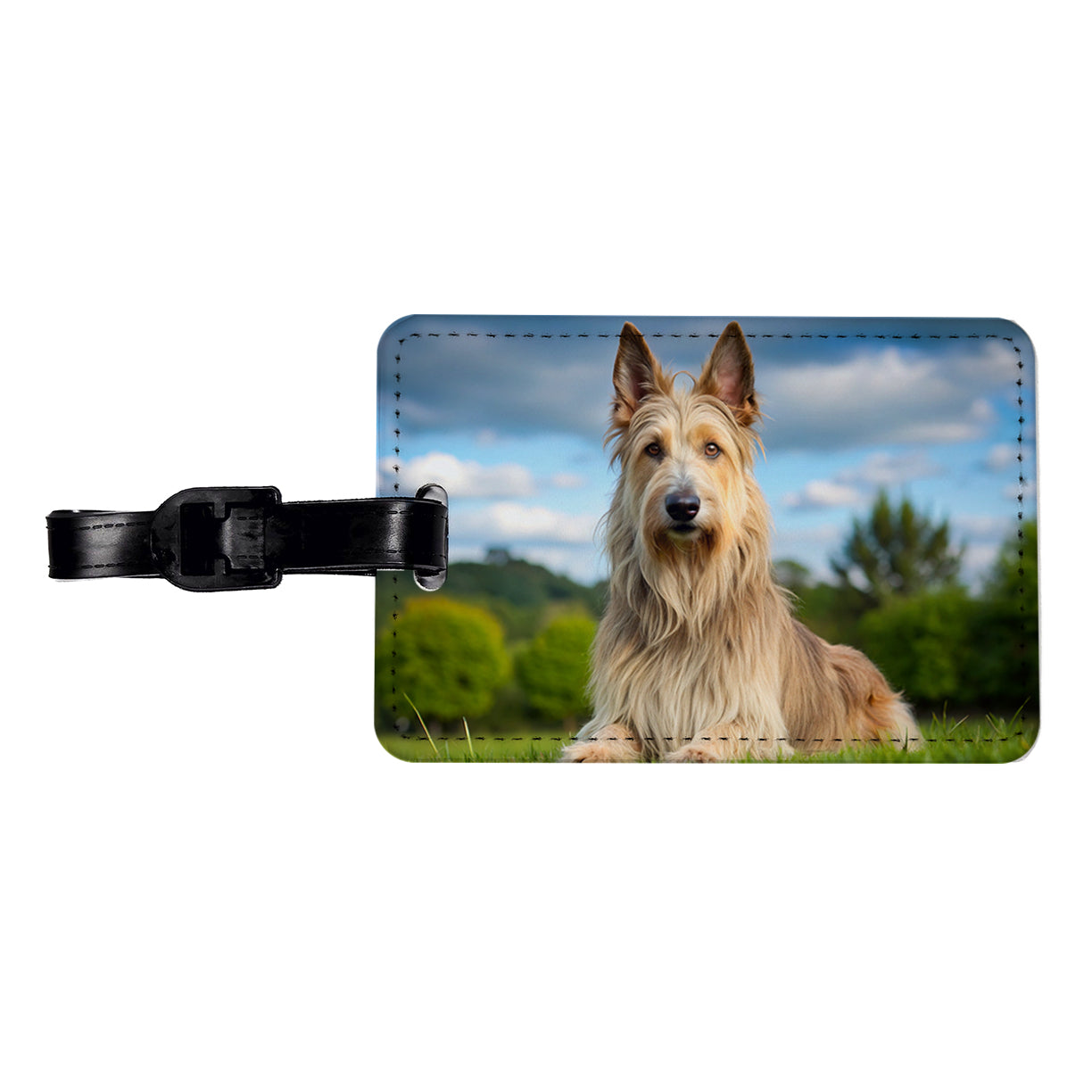 Berger Picard Dog Photo Travel Faux Leather Luggage Tag