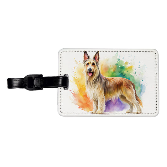 Berger Picard Dog Watercolor Style Travel Faux Leather Luggage Tag