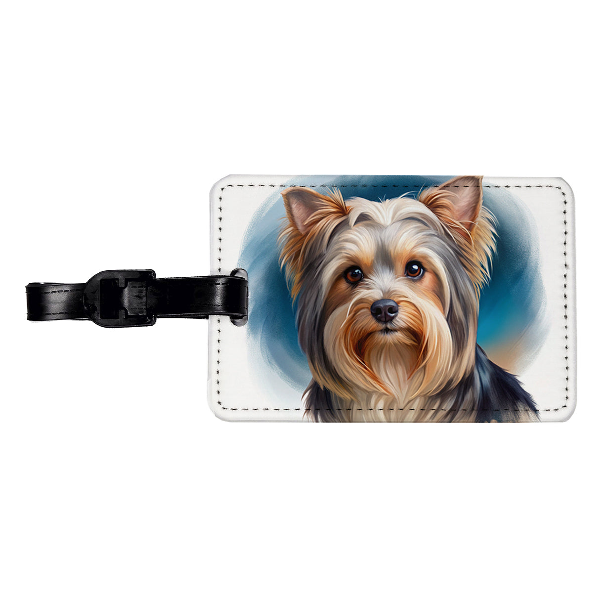 Biewer Terrier Dog Illustration Travel Faux Leather Luggage Tag