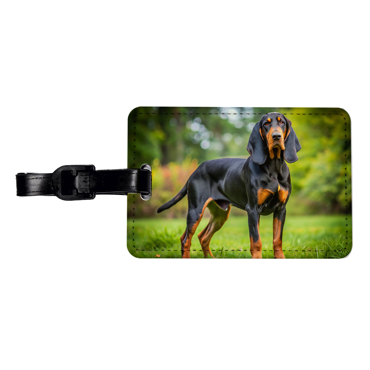Black And Tan Coonhound Dog Photo Travel Faux Leather Luggage Tag