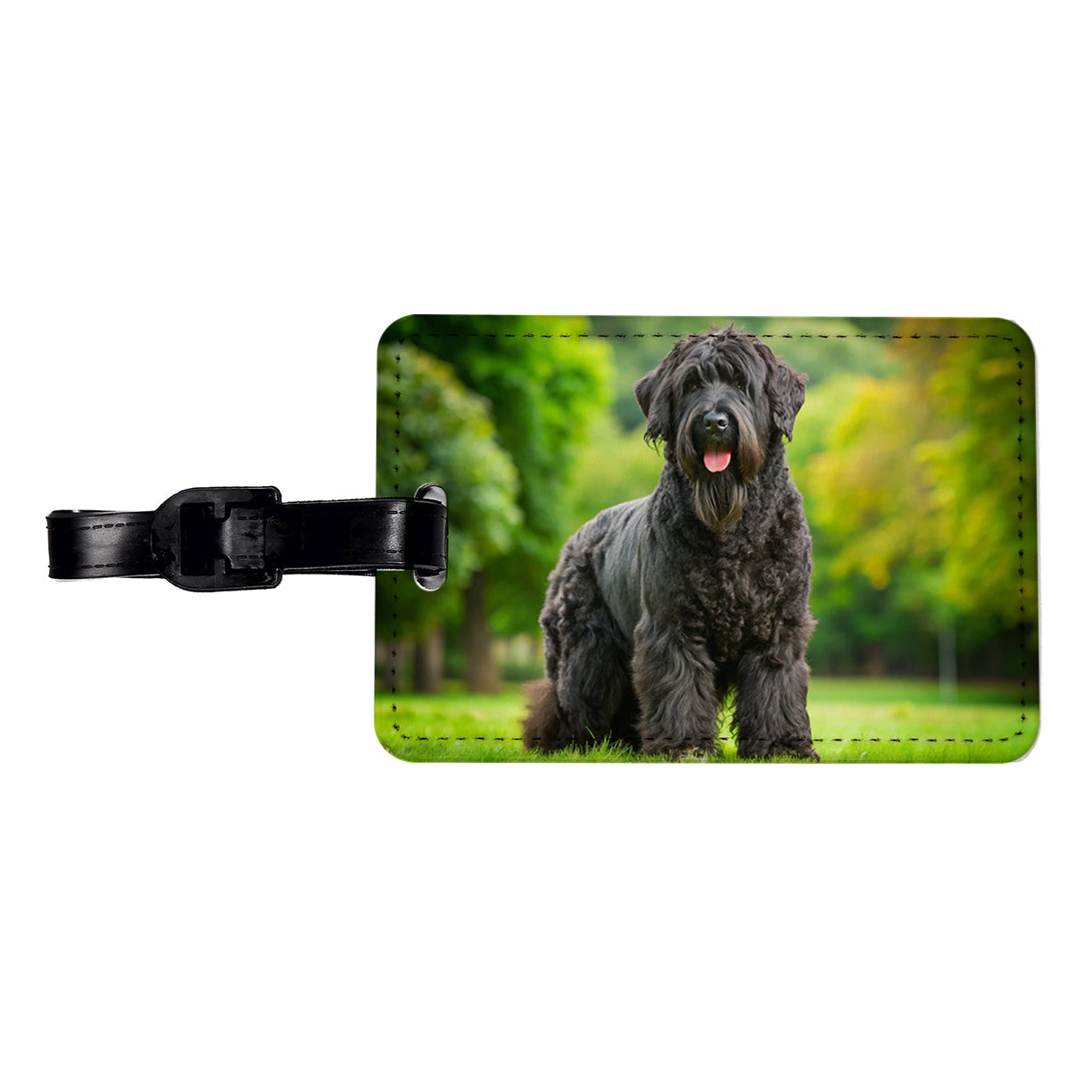 Black Russian Terrier Dog Photo Travel Faux Leather Luggage Tag