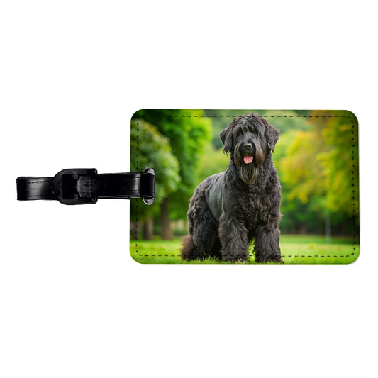 Black Russian Terrier Dog Photo Travel Faux Leather Luggage Tag