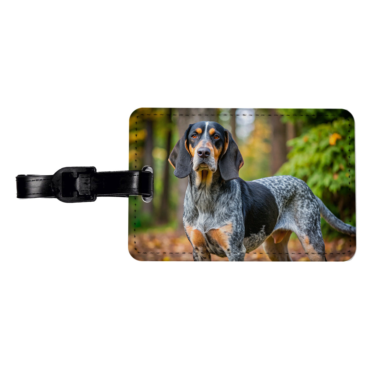 Bluetick Coonhound Dog Photo Travel Faux Leather Luggage Tag