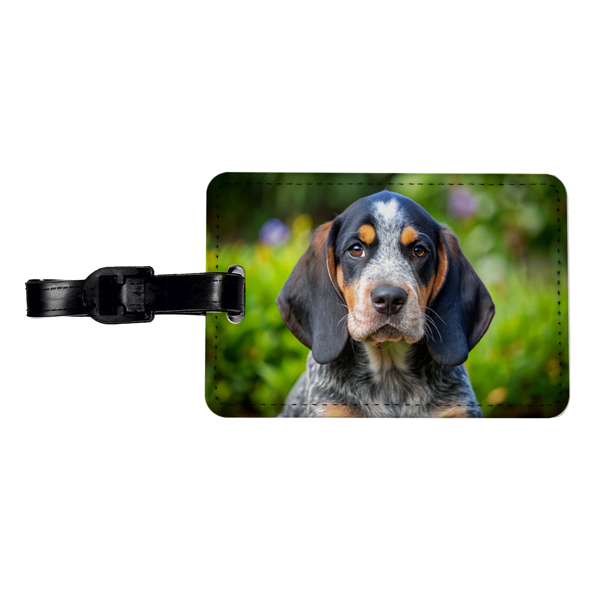 Bluetick Coonhound Dog Puppy Photo Travel Faux Leather Luggage Tag