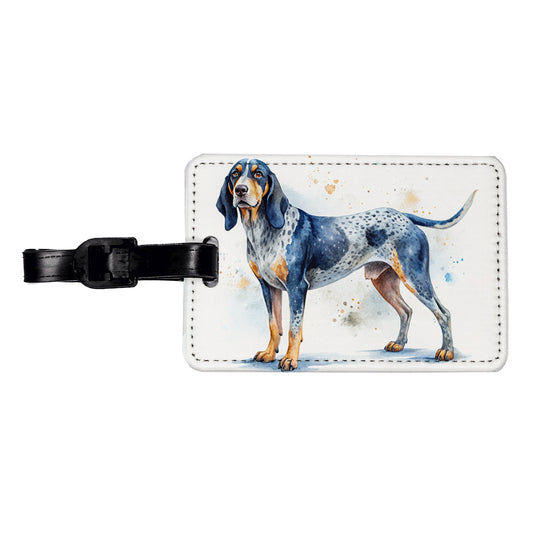Bluetick Coonhound Dog Watercolor Style Travel Faux Leather Luggage Tag