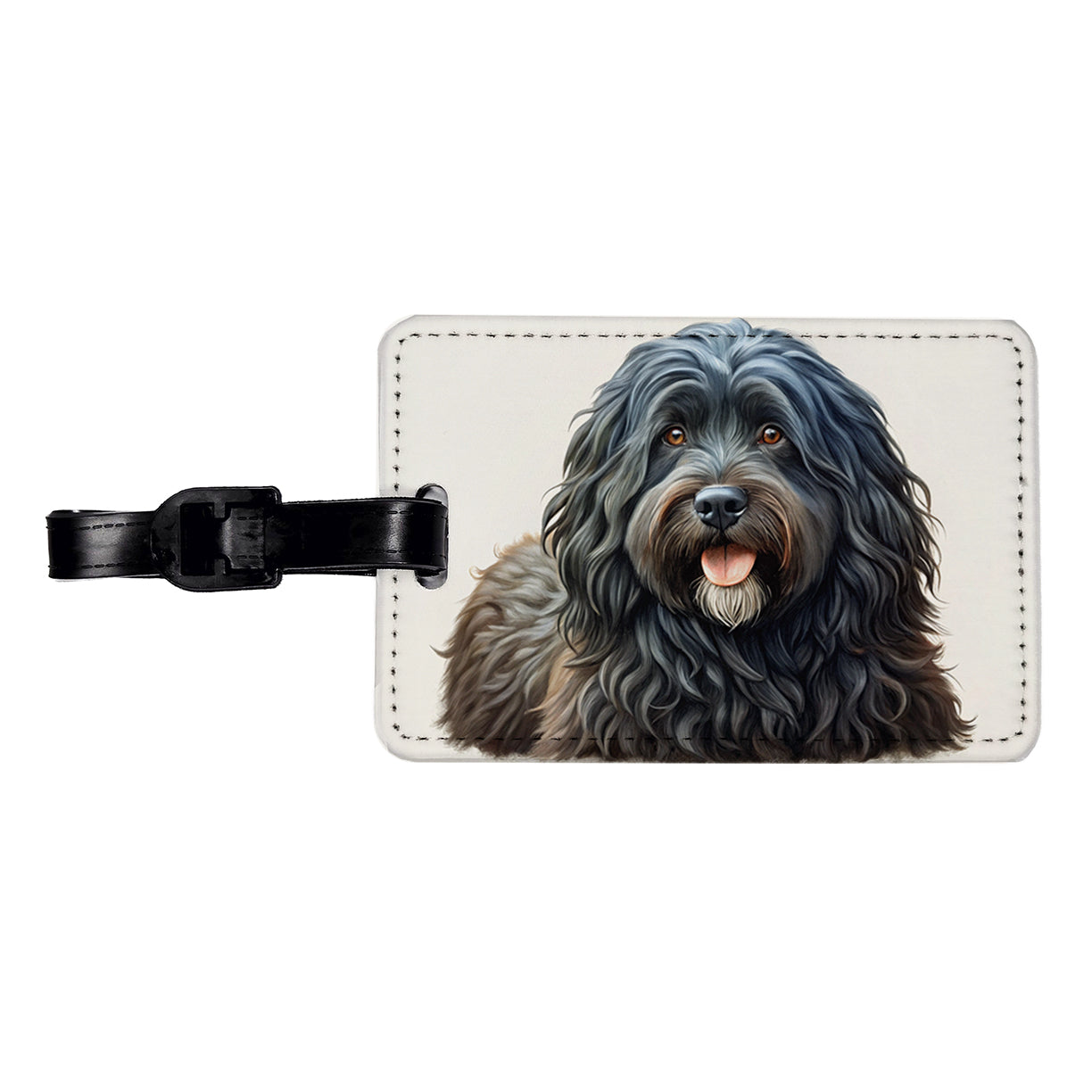 Bouviers Des Flandres Dog Illustration Travel Faux Leather Luggage Tag