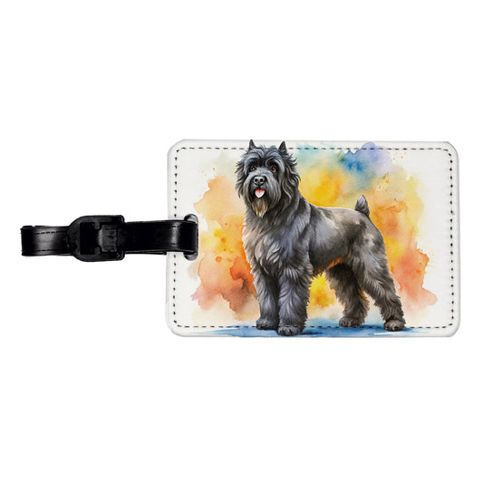 Bouviers Des Flandres Dog Watercolor Style Travel Faux Leather Luggage Tag