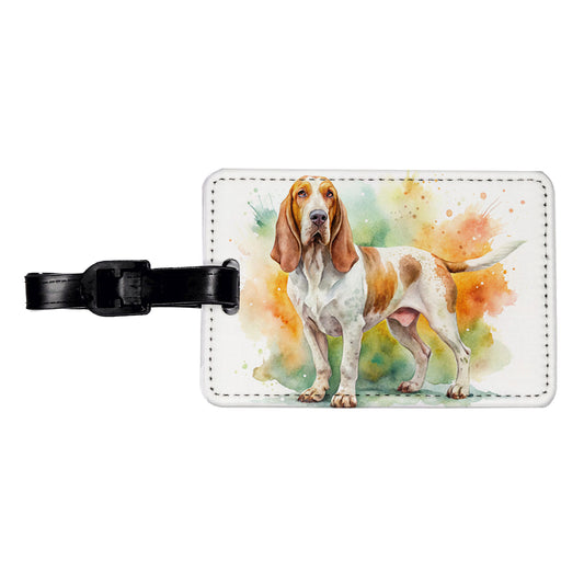 Bracco Italiano Dog Watercolor Style Travel Faux Leather Luggage Tag