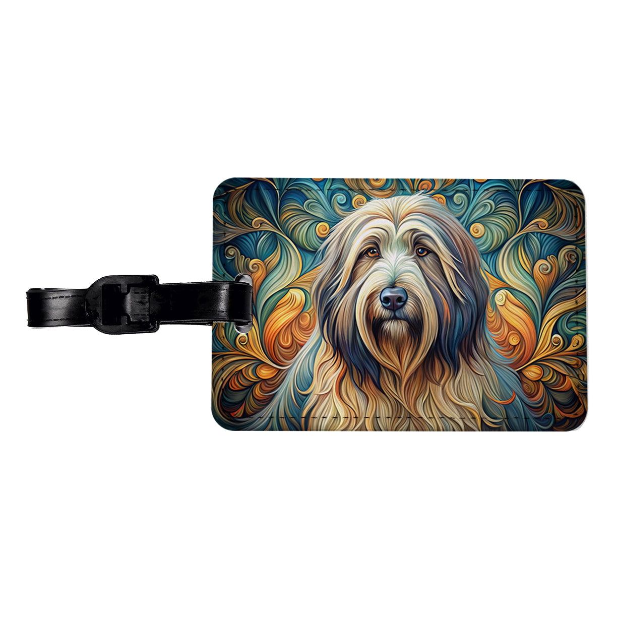 Briard Dog Art Nouveau Travel Faux Leather Luggage Tag