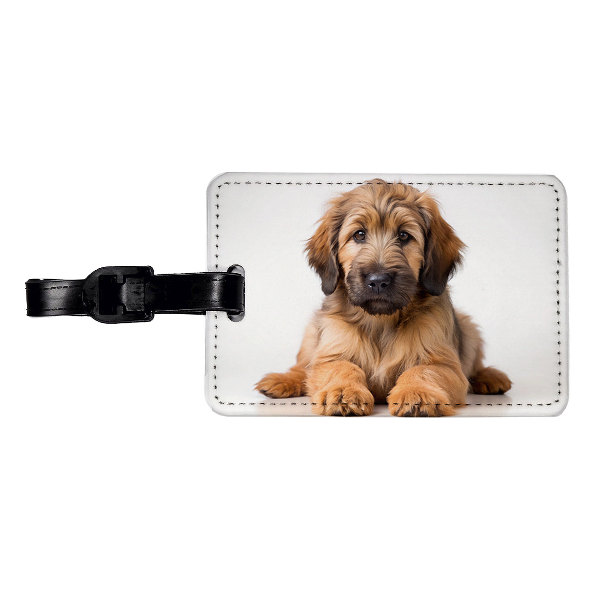 Briard Dog Puppy Photo Travel Faux Leather Luggage Tag
