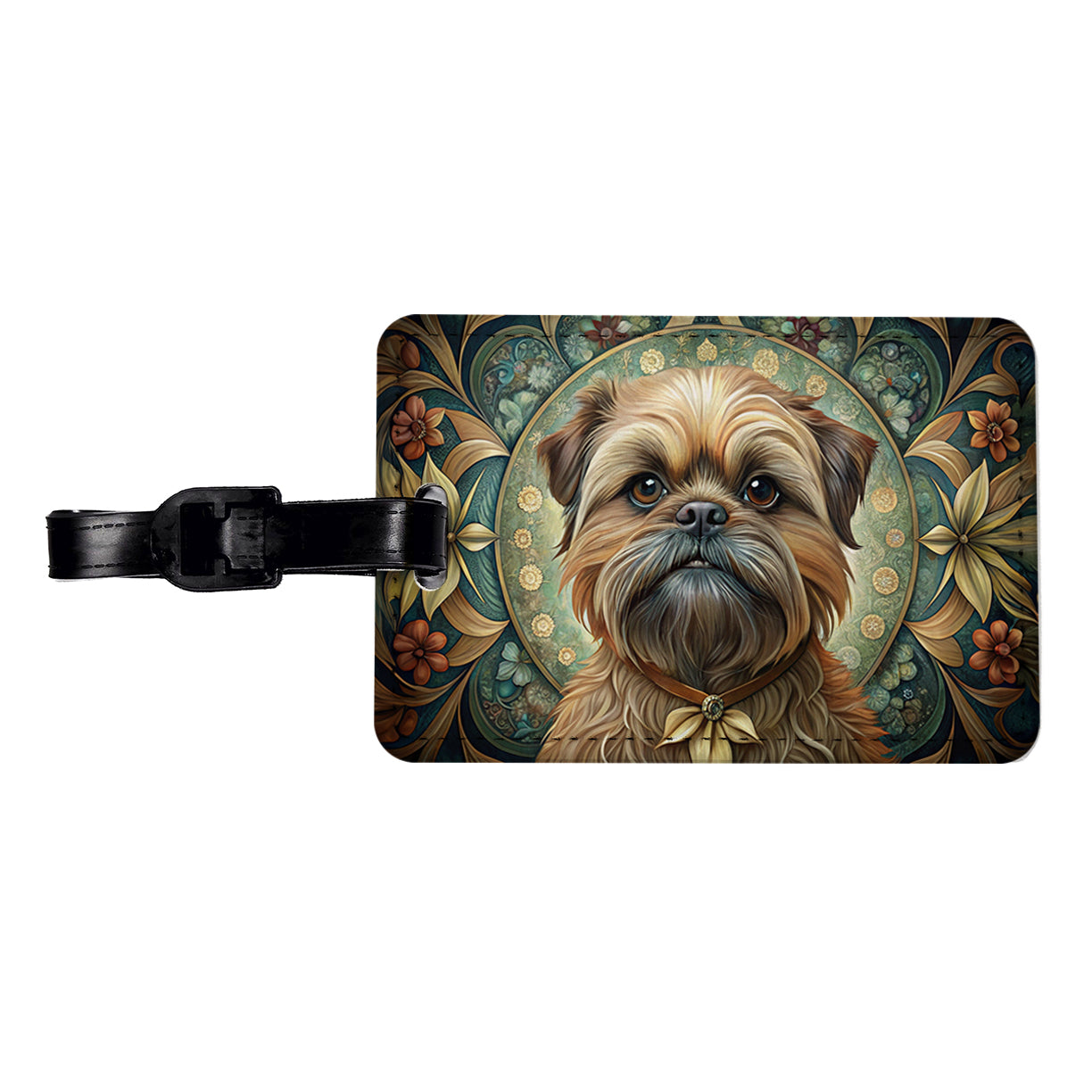 Brussels Griffon Dog Art Nouveau Travel Faux Leather Luggage Tag