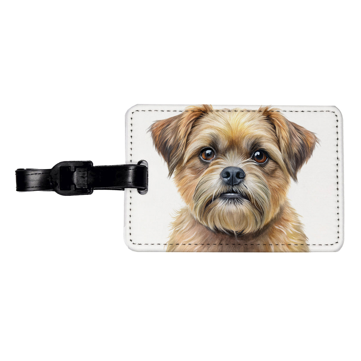 Brussels Griffon Dog Illustration Travel Faux Leather Luggage Tag