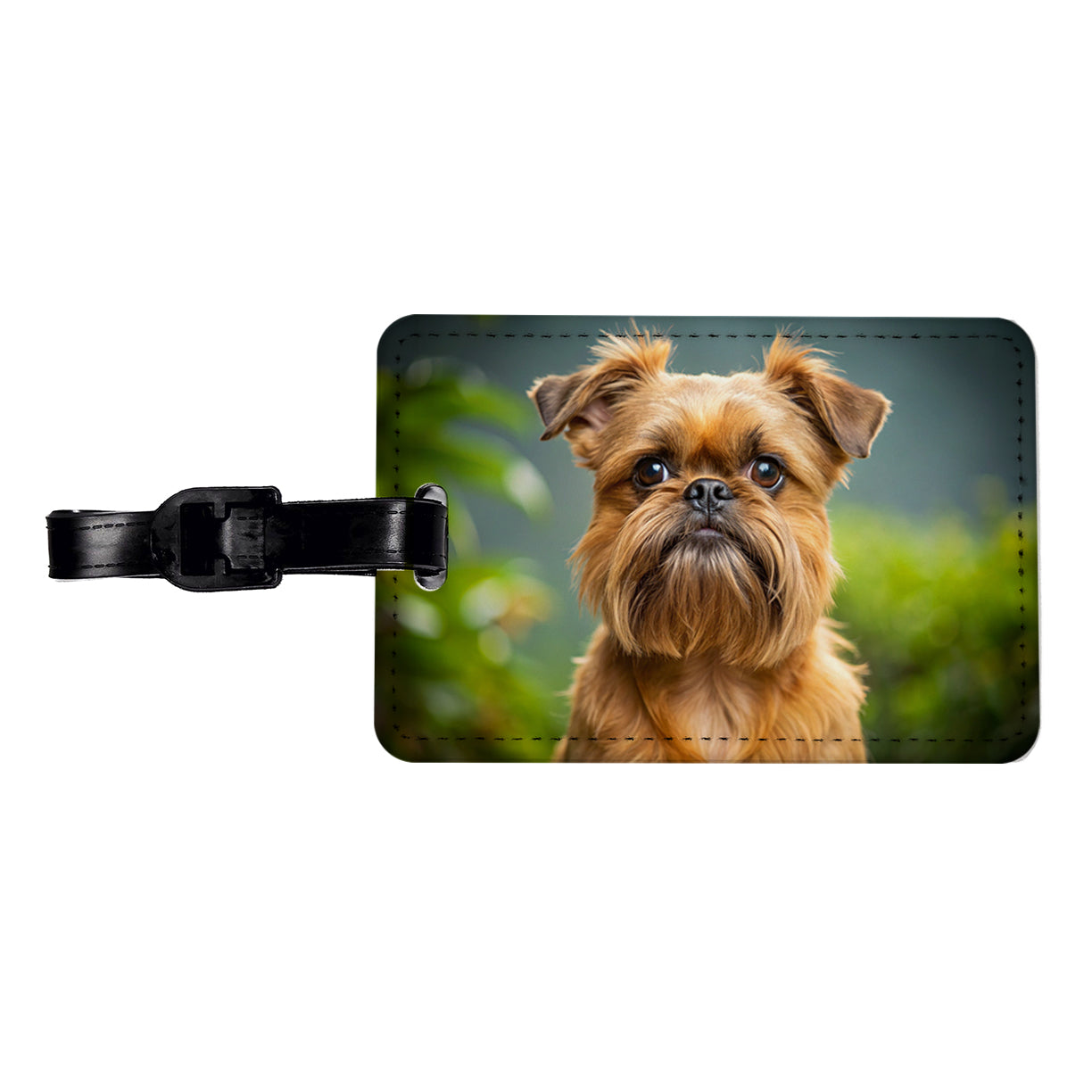 Brussels Griffon Dog Photo Travel Faux Leather Luggage Tag