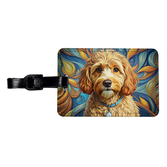 Cavapoo Dog Art Nouveau Travel Faux Leather Luggage Tag